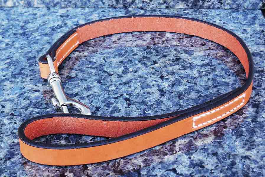 3/4 inch leather traffic leash in 2ft length